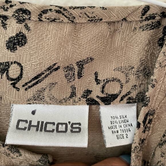 CHICO’S Silk Textured Eclectic Grandma-Style Abstract Jacket Vintage Core Layer - Picture 4 of 11